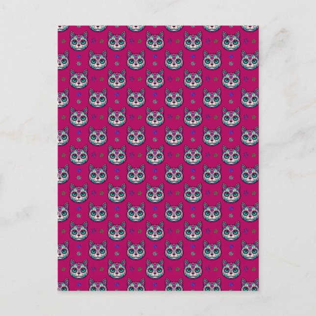 Calavera Cat Art Pattern Postcard (Front)