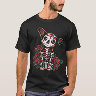 Calavera Chihuahua Skeleton Floral Dog Dia De Los  T-Shirt