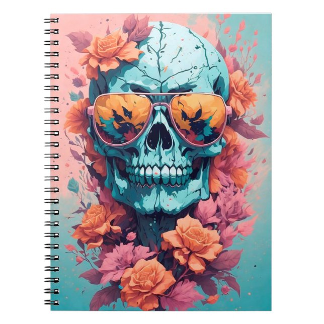 Calavera Floral Colorida Notebook (Front)