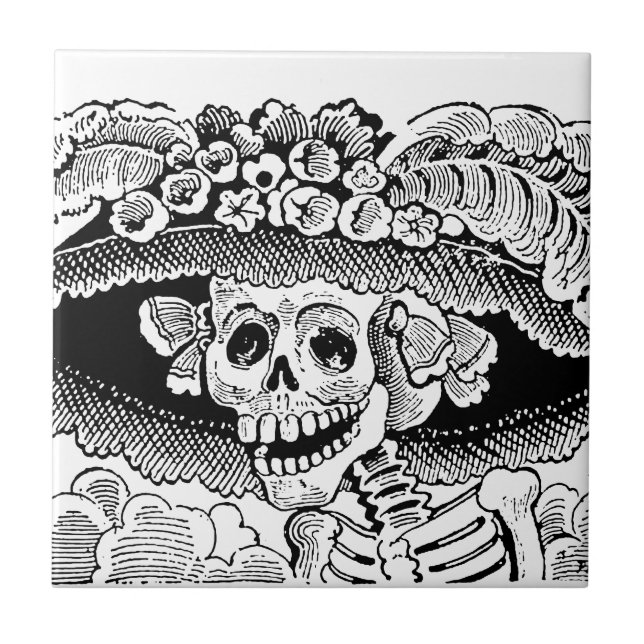 Calavera Garbancera (Catrina) by José Posada Ceramic Tile (Front)