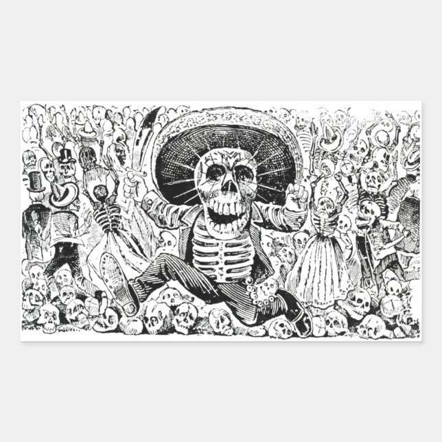 Calavera Oaxaqueña by José Guadalupe Posada 1903 Rectangular Sticker (Front)