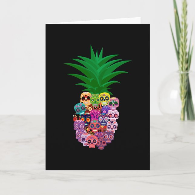 Calavera Pineapple Halloween Card (Front)