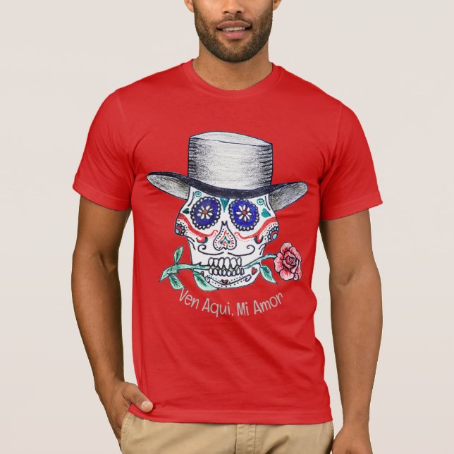Calavera Rose Halloween T-Shirt (Front)