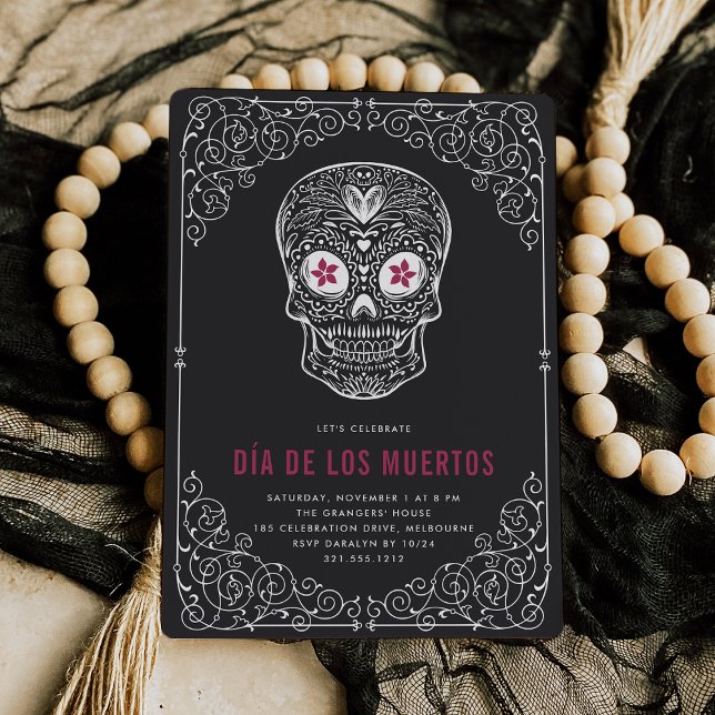 Calavera Skull Dia de los Muertos Party Invitation (Creator Uploaded)