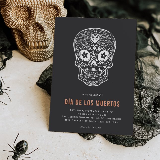 Calavera Skull Dia de los Muertos Party Invitation (Creator Uploaded)