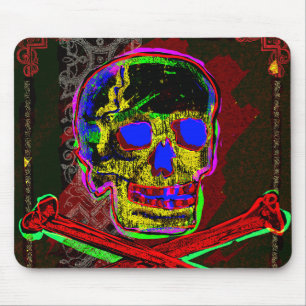 Calavera Skull pGeek NFT Art Red Black Blue Mouse Pad