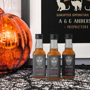 Calavera Skull You've Been Boozed Halloween Liquor Bottle Label