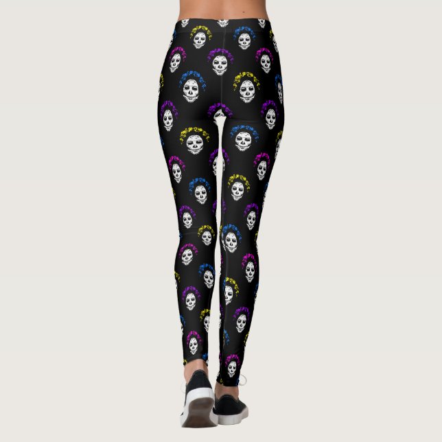 Calavera Skulls Pop Art Style Leggings (Back)