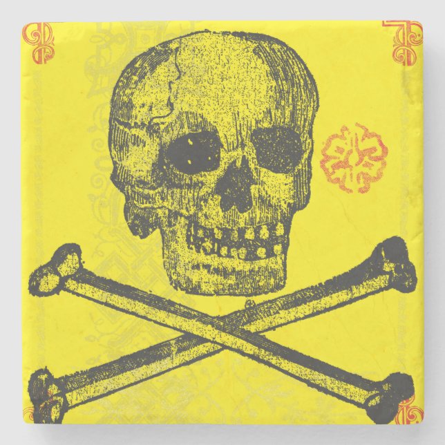 Calavera Sugar Skull Day of the Dead Stone Coaster (Front)