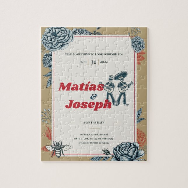 Calaveras (Gay) Wedding Invitation (Colour 4) Jigsaw Puzzle (Vertical)