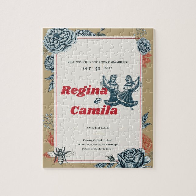 Calaveras (Lesbian) Wedding Invitation (Colour 4) Jigsaw Puzzle (Vertical)