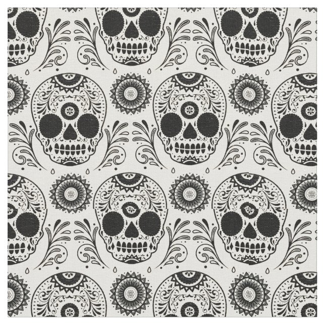 Calaveras - Skulls - Dia De Los Muertos Fabric (Close Up)