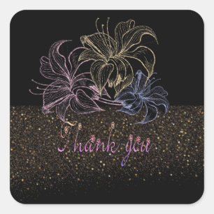 Calcomanía cuadrada  con  agradecimento square sticker
