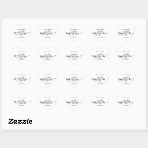 Calcomanía Floral en Tonos Lilas Heart Sticker