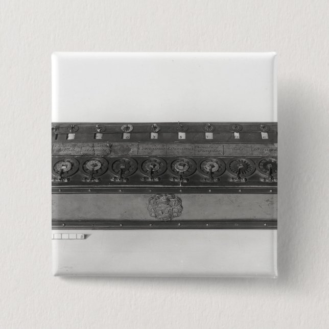 Calculating Machine invented 15 Cm Square Badge (Front)