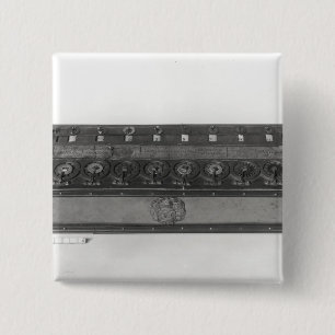 Calculating Machine invented 15 Cm Square Badge