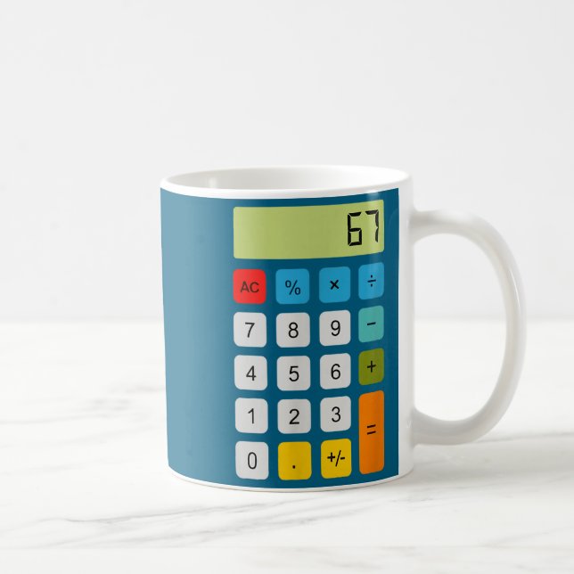 Calculator 67 Six Seven Funny Math Meme  Coffee Mug (Right)