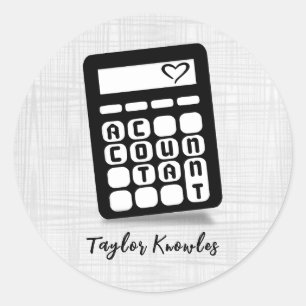 Calculator Accountant Heart Classic Round Sticker
