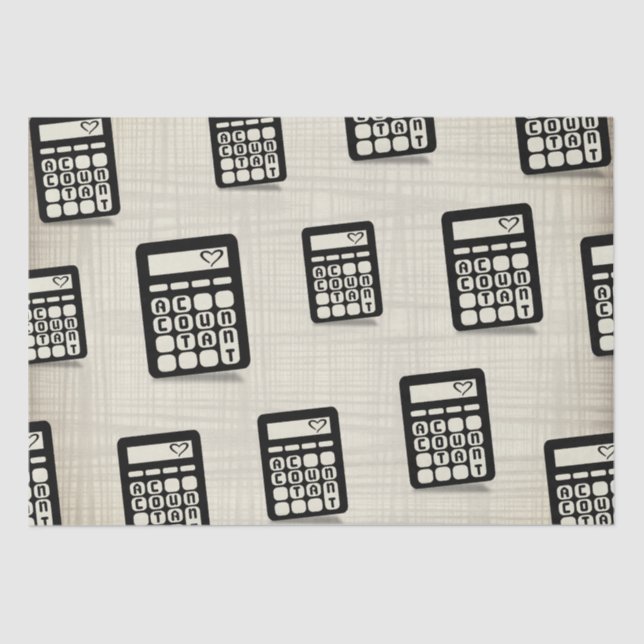 Calculator Accountant Heart Golden Tissue Paper (Front)