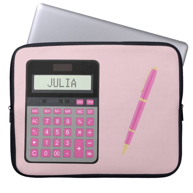Calculator and Pen graphic Laptop Sleeve (Front)