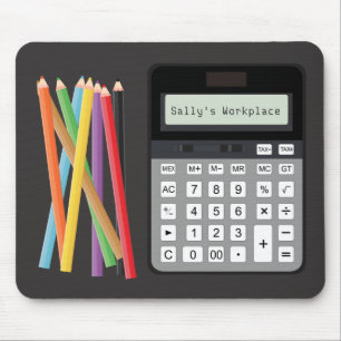 Calculator and Pencils Mouse Pad