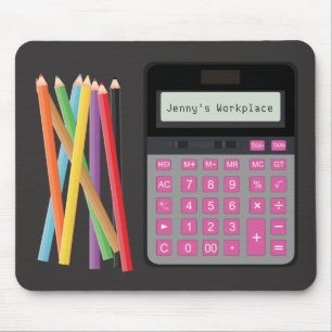 Calculator and Pencils Mouse Pad