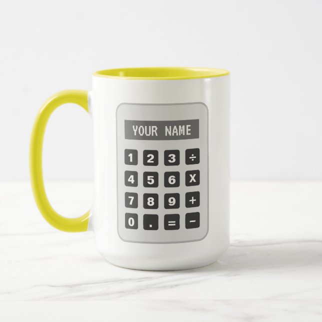 Calculator coffee mug for bookkeeper or accountant (Left)