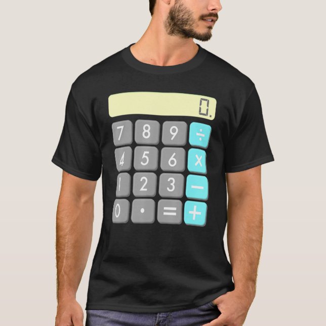 Calculator Halloween Costume Math Geek Scary Cool T-Shirt (Front)