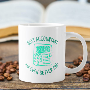 Calculator Hand Drawn Best Accountant Dad Large Coffee Mug