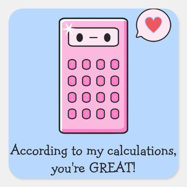 Calculator Love Square Sticker (Front)