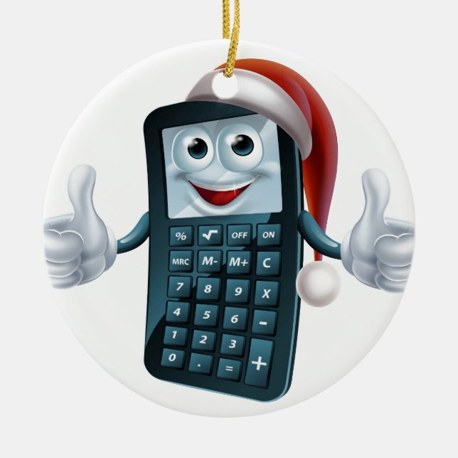Calculator math christmas character ceramic tree decoration (Front)