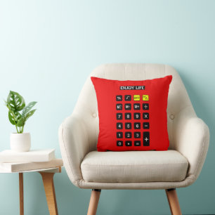 Calculator On Red With Quote Cushion