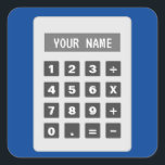 Calculator stickers with custom text<br><div class="desc">Calculator stickers with custom text for office or school. Fun design for kids and adults. Personalise with your own custom name or quote in the calculator. Available in blue or other colour. Funny present for bookkeeper, accountant, coworker, math teacher, tutor, kids, office employee, boss, finance worker, bank clerk etc. Novelty...</div>