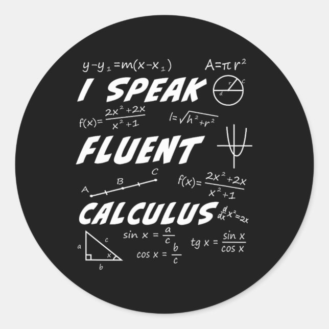 Calculus Pi Day Algebra Geometry Trigonometry Stud Classic Round Sticker (Front)
