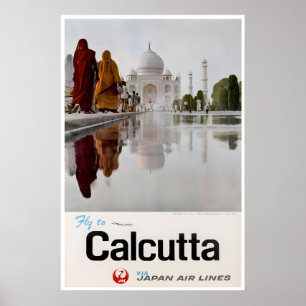 Calcutta Art India Travel Poster Japan Airlines