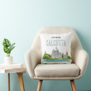 Calcutta "Victoria Memorial" Kolkata Bengali Cushion