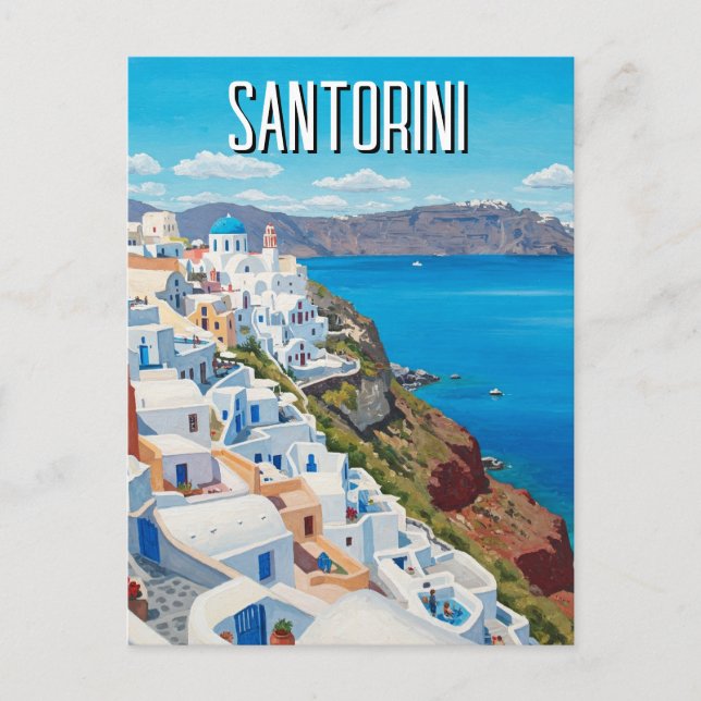 Caldera View Santorini Greece Cyclades Travel Postcard (Front)