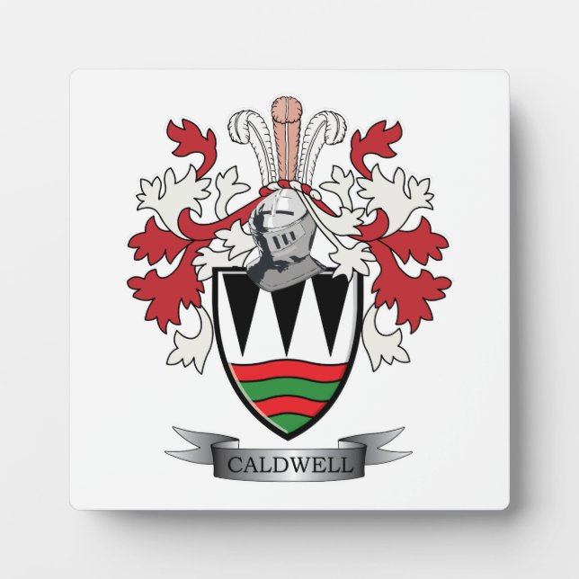 Caldwell Family Crest Coat of Arms Plaque (Front)