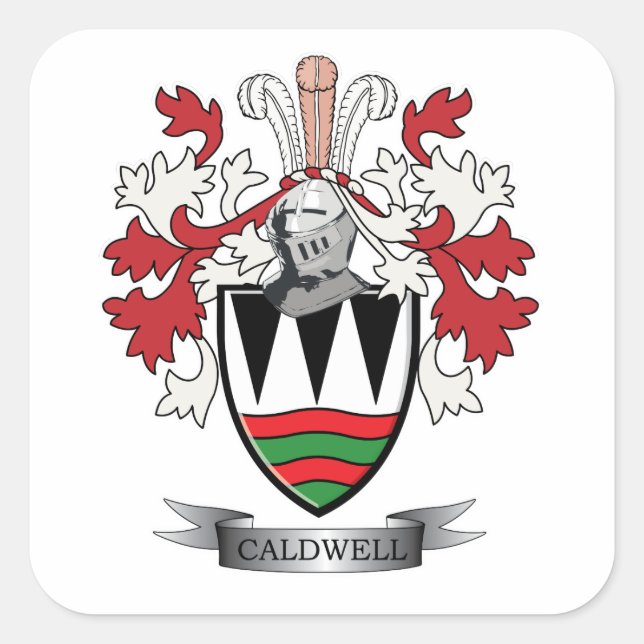 Caldwell Family Crest Coat of Arms Square Sticker (Front)