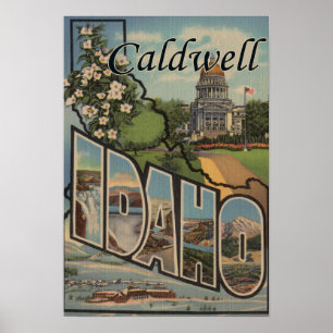 Caldwell, Idaho - Large Letter Scenes Poster