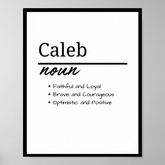 Caleb, Boy Personalised Name Definition  Poster (Front)