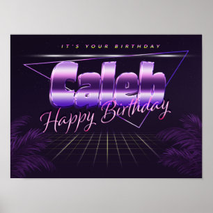 Caleb Name First Name purla retro Poster Birthday