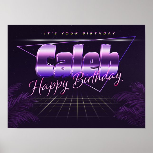 Caleb Name First Name purla retro Poster Birthday (Front)