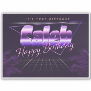 Caleb Name First Name purla retro Sticker Birthday
