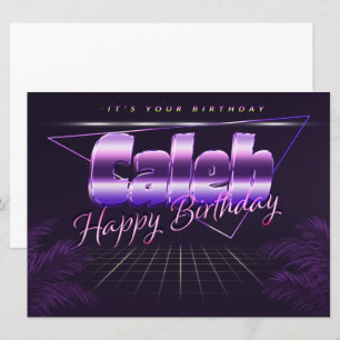 Caleb Name Vorname lila retro Karte Geburtstag Card