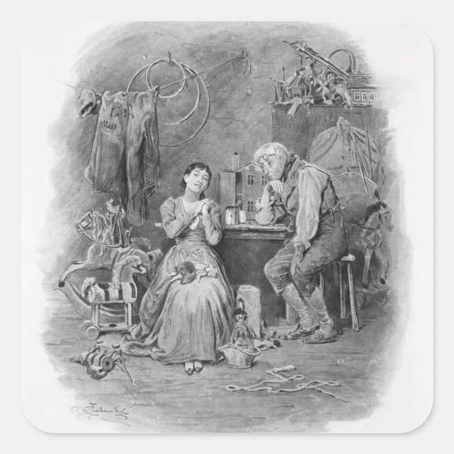 Caleb Plummer and his blind daughter, from 'Charle Square Sticker (Front)