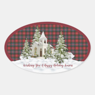 Caledonia Modern Original Scottish Tartan Oval Sticker