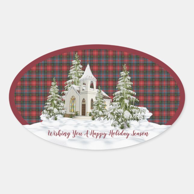 Caledonia Modern Original  Scottish Tartan Oval Sticker (Front)