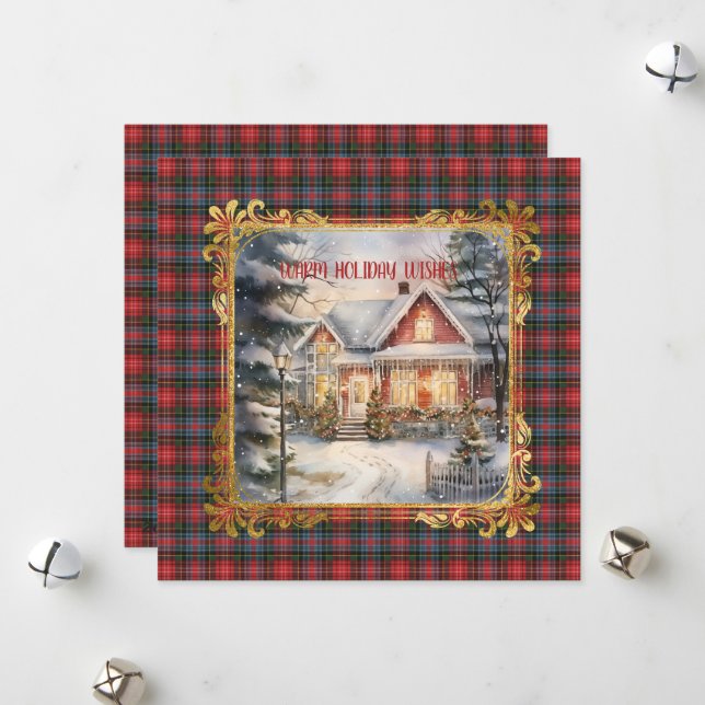 Caledonia  Modern Scottish Tartan Christmas  Holiday Card (Front/Back In Situ)