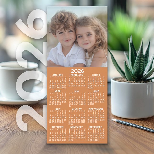 Calendar 1 Photo Collage - Can Edit Colour - Card (2026 Calendar on Cardstock - Simple, Minimal Design and Photo Collage)